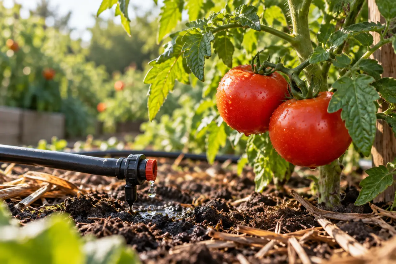 Goutte-à-goutte pour tomates : le réglage qui évite le cul noir et les fruits éclatés