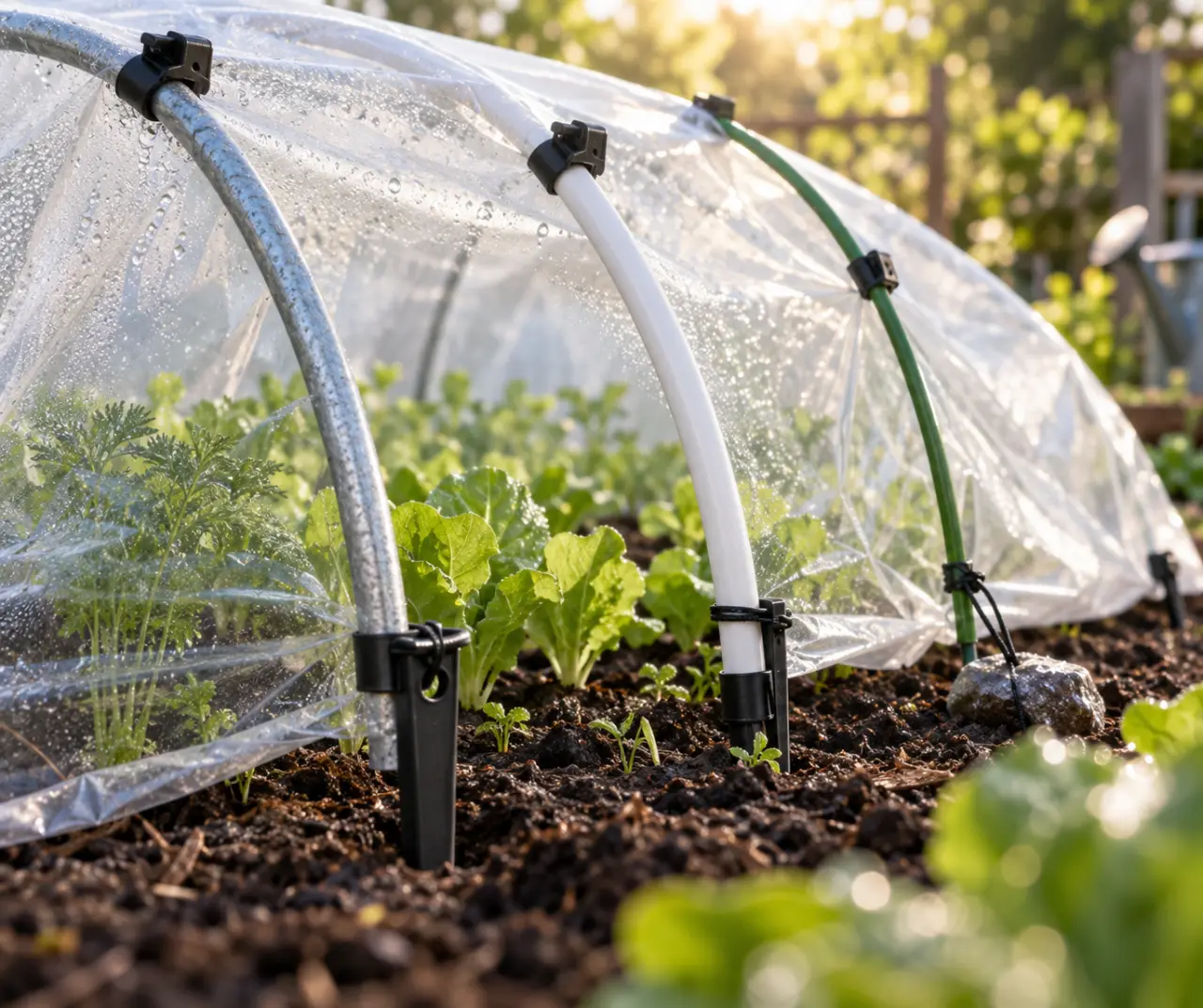 Arceaux de jardinage : choisissez le bon matériau et fixez la bâche durablement